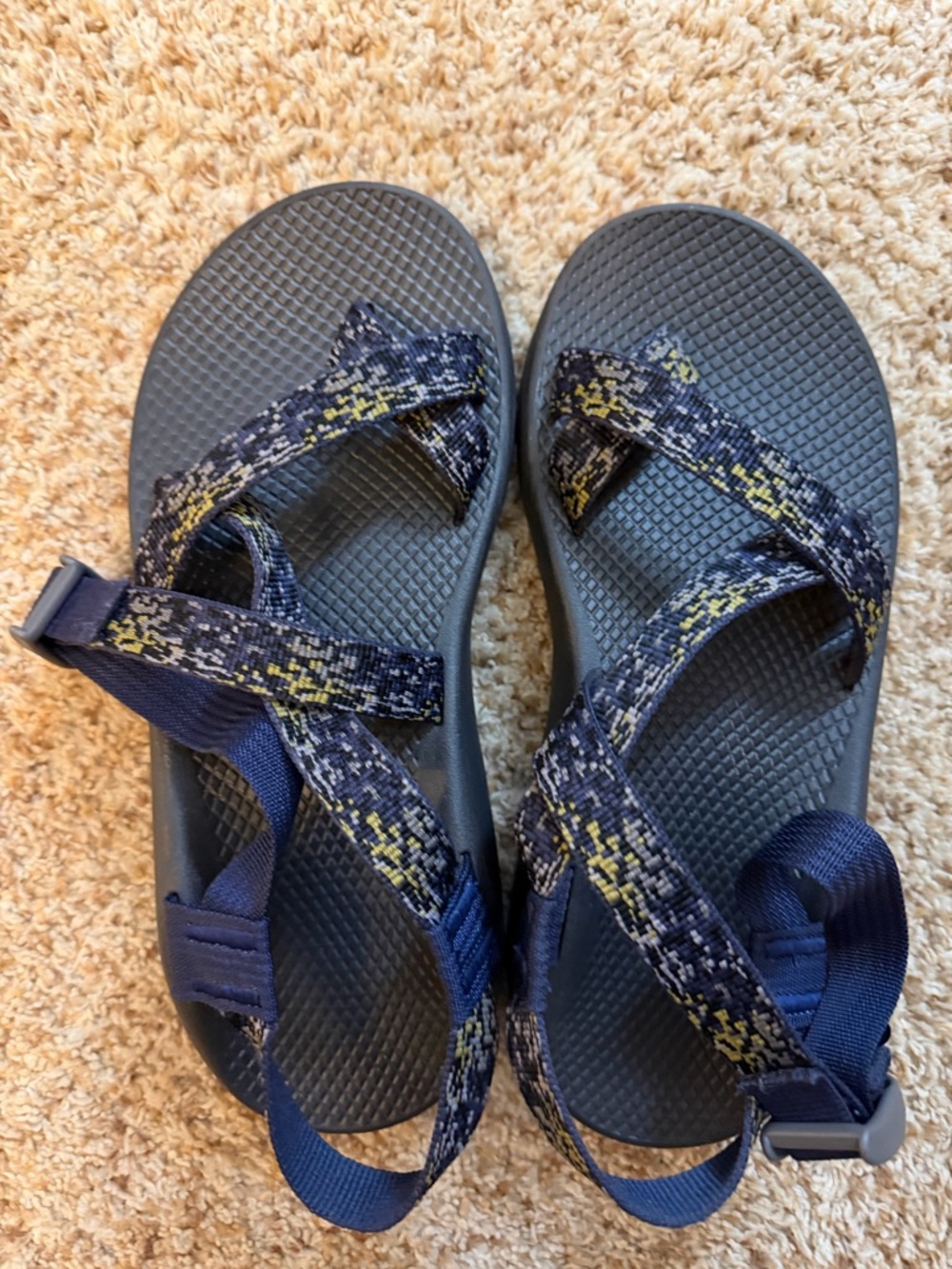 Chaco Navy Blue and Yellow Patterned Sport Sandals